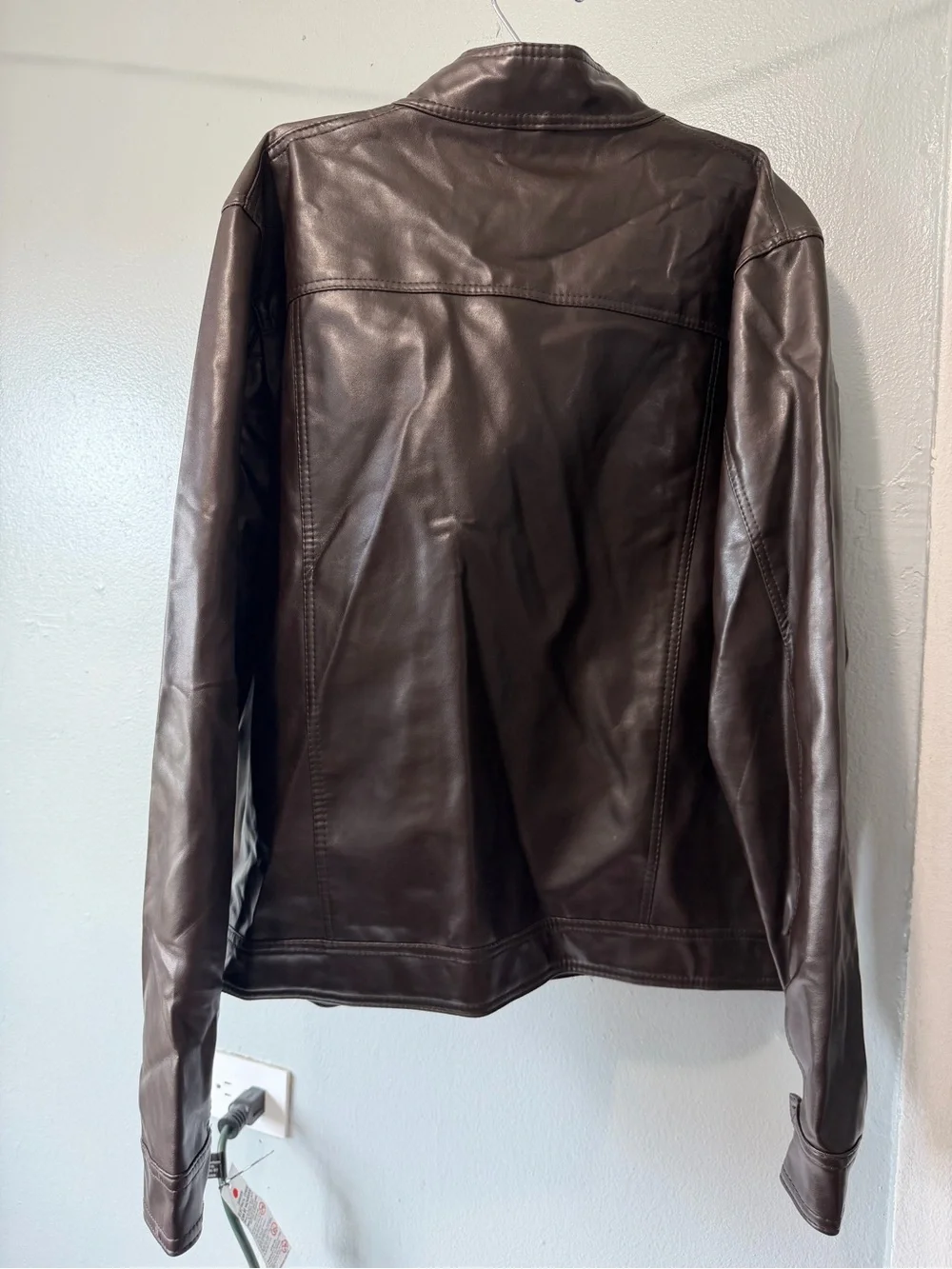 Men's Brown Leather Zip-Front Bomber Jacket